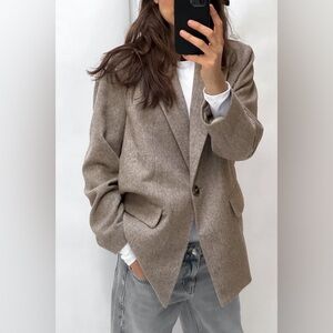 ZARA Straight Cut Herringbone Blazer